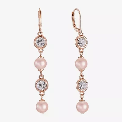 Monet Jewelry Womens Glass Simulated Pearl Round Drop Earrings