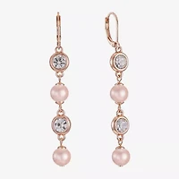 Monet Jewelry Womens Glass Simulated Pearl Round Drop Earrings