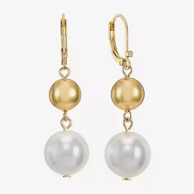 Monet Jewelry Womens Simulated Pearl Round Drop Earrings