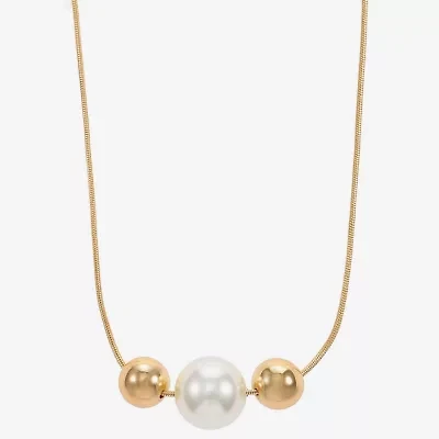 Monet Jewelry Womens Simulated Pearl Round 18 Inch Pendant Necklace