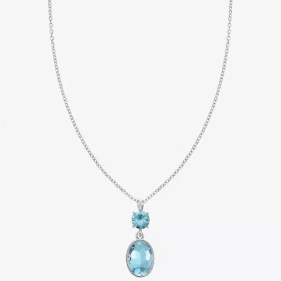 Monet Jewelry Womens Blue Glass Oval 17 Inch Pendant Necklace