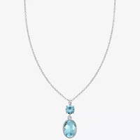 Monet Jewelry Womens Blue Glass Oval 17 Inch Pendant Necklace