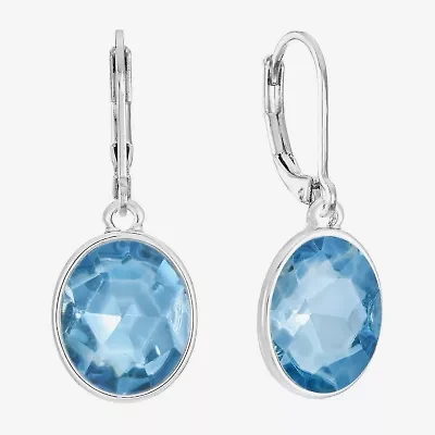 Monet Jewelry Womens Blue Glass Oval Drop Earrings