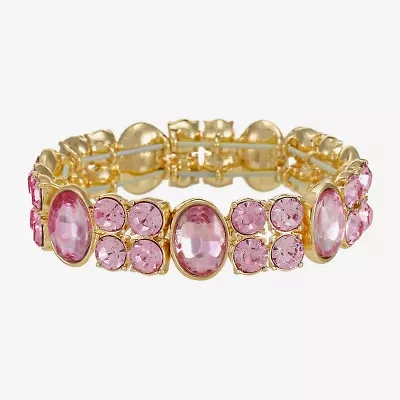 Monet Jewelry Womens Pink Glass Oval Stretch Bracelet