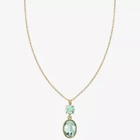 Monet Jewelry Womens Blue Glass Oval 17 Inch Pendant Necklace