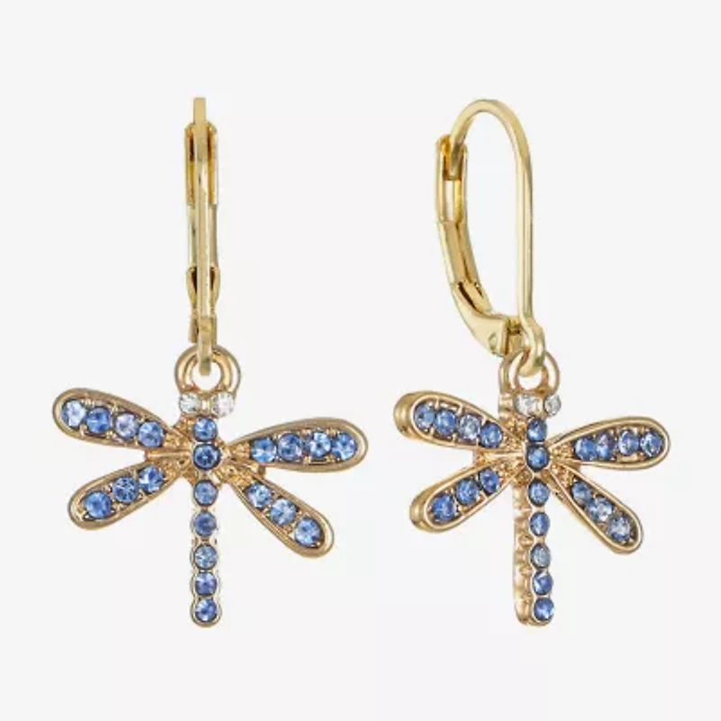 Monet Jewelry Womens Blue Glass Drop Earrings