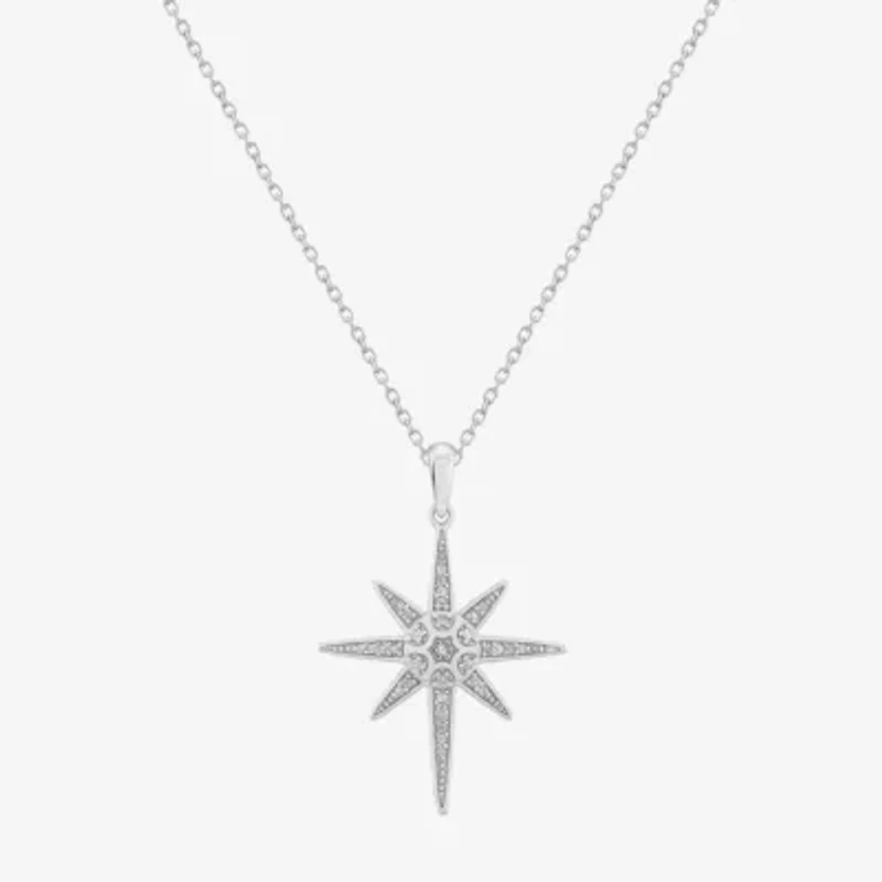 Limited Quantities! Womens 1/10 CT. T.W. Natural White Diamond Sterling Silver Star 18 Inch Pendant Necklace