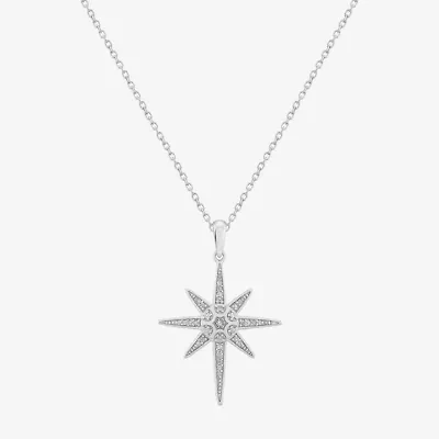 Limited Quantities! Womens 1/10 CT. T.W. Natural White Diamond Sterling Silver Star 18 Inch Pendant Necklace