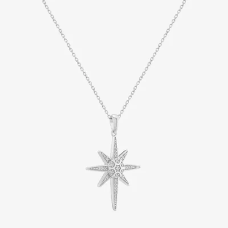 Limited Quantities! Womens 1/10 CT. T.W. Natural White Diamond Sterling Silver Star 18 Inch Pendant Necklace