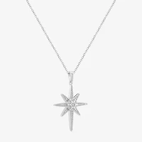 Limited Quantities! Womens 1/10 CT. T.W. Natural White Diamond Sterling Silver Star 18 Inch Pendant Necklace