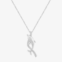 Limited Quantities! Womens Diamond Accent Natural White Diamond Sterling Silver 18 Inch Pendant Necklace