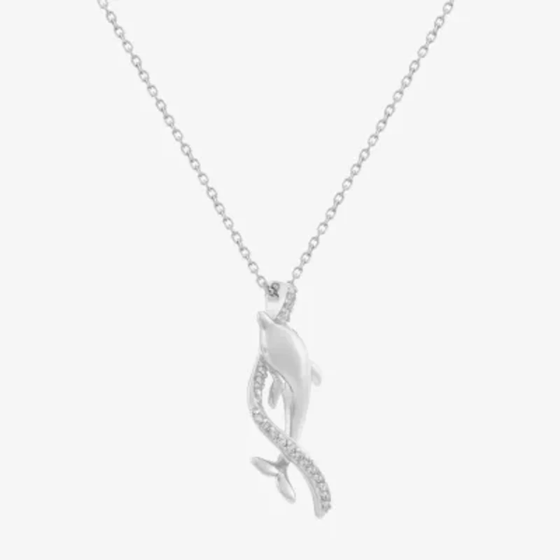 Limited Quantities! Womens Diamond Accent Natural White Diamond Sterling Silver 18 Inch Pendant Necklace
