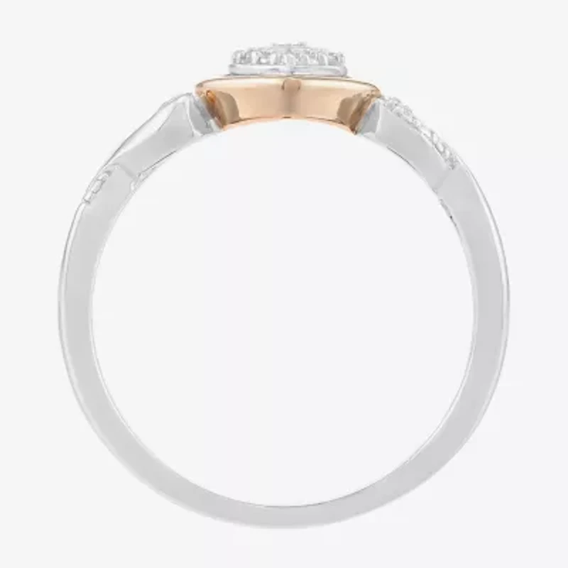 Limited Quantities! Womens Diamond Accent Natural White Diamond 14K Rose Gold Over Silver Sterling Silver Heart Side Stone Cocktail Ring