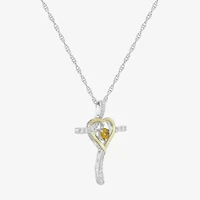 Religious Jewelry Limited Quantities! Womens Genuine Yellow Citrine 14K Gold Over Silver Sterling Silver Cross 20 Inch Pendant Necklace