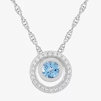 Limited Quantities! Womens Genuine Blue Topaz Sterling Silver Round 18 Inch Pendant Necklace