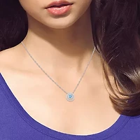 Limited Quantities! Womens Genuine Blue Topaz Sterling Silver Round 18 Inch Pendant Necklace