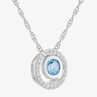Limited Quantities! Womens Genuine Blue Topaz Sterling Silver Round 18 Inch Pendant Necklace