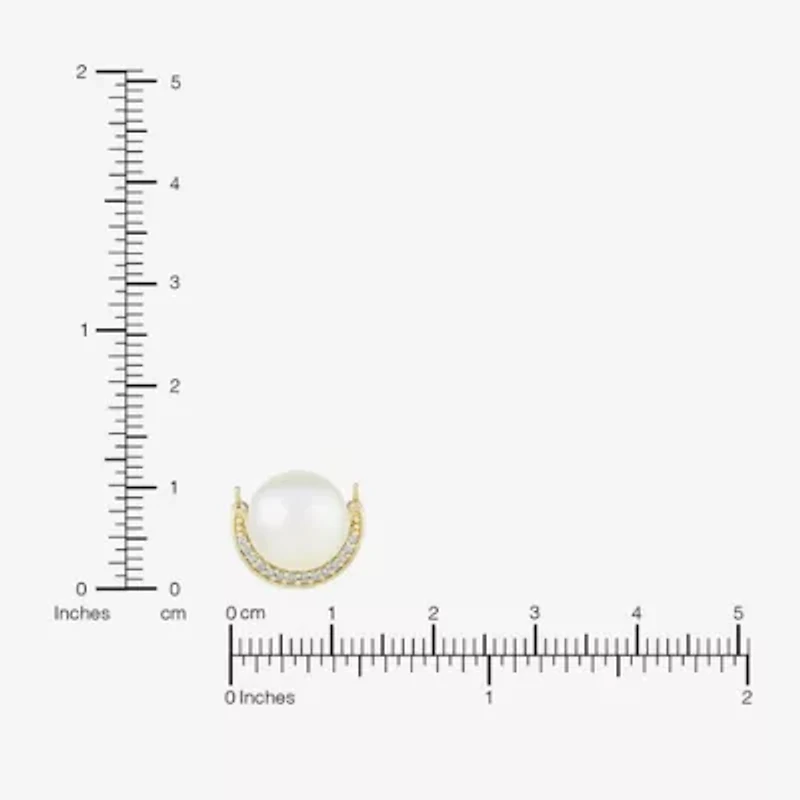 Limited Quantities! Womens Diamond Accent Genuine White Cultured Freshwater Pearl 14K Gold Over Silver 20 Inch Pendant Necklace