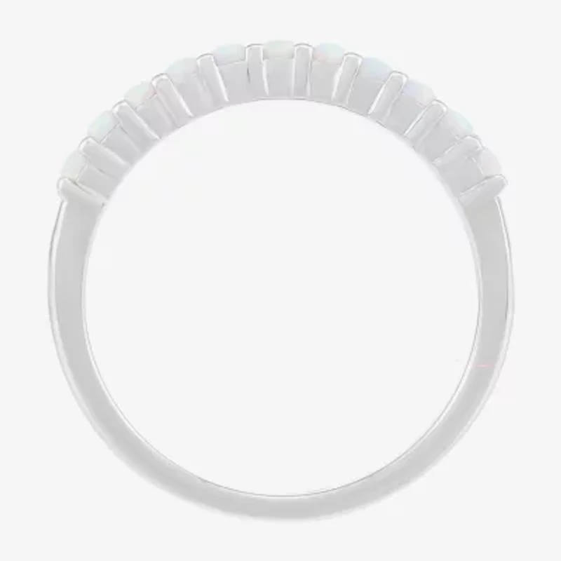 Limited Quantities! Womens Lab Created White Opal Sterling Silver Stackable Ring