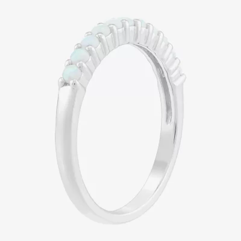Limited Quantities! Womens Lab Created White Opal Sterling Silver Stackable Ring