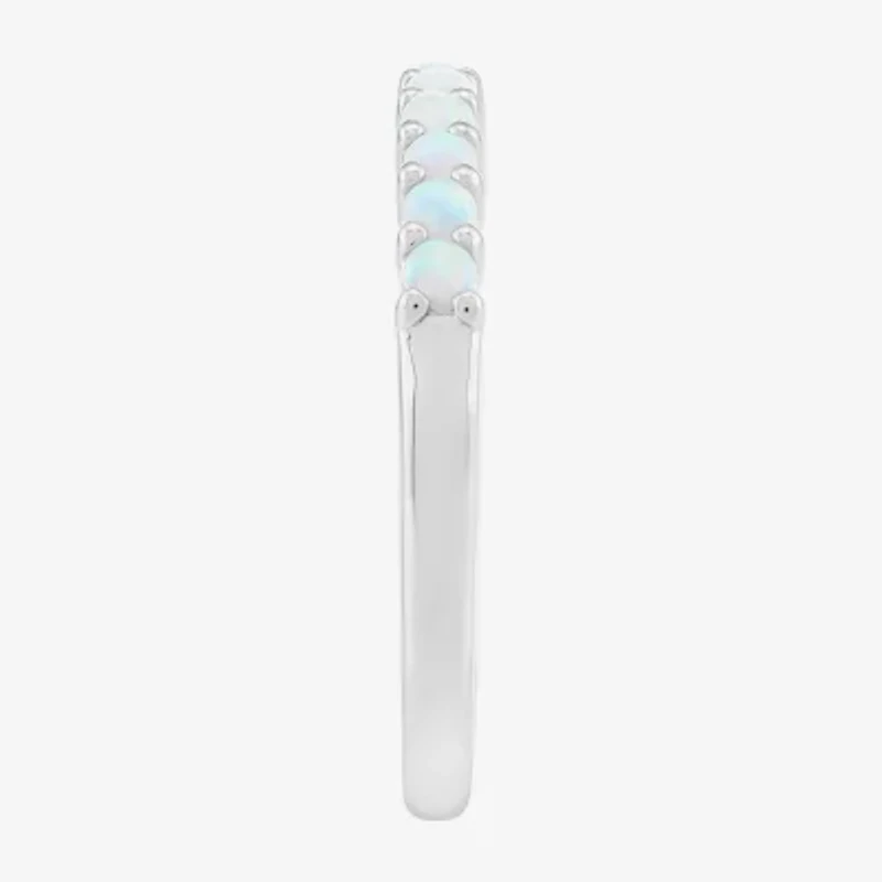 Limited Quantities! Womens Lab Created White Opal Sterling Silver Stackable Ring