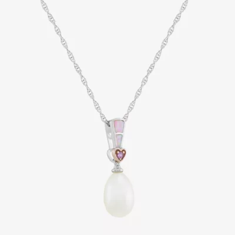 Limited Quantities! Womens Genuine White Cultured Akoya Pearl 14K Rose Gold Over Silver Sterling Silver 18 Inch Pendant Necklace