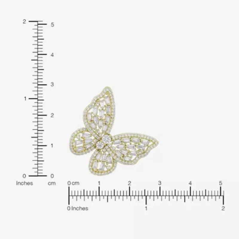 Limited Quantities! Womens Lab Created White Sapphire 14K Gold Over Silver Butterfly 18 Inch Pendant Necklace