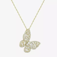 Limited Quantities! Womens Lab Created White Sapphire 14K Gold Over Silver Butterfly 18 Inch Pendant Necklace