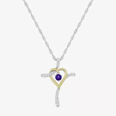 Religious Jewelry Limited Quantities! Womens Genuine Purple Amethyst 14K Gold Over Silver Sterling Silver Cross 20 Inch Pendant Necklace