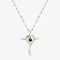Religious Jewelry Limited Quantities! Womens Genuine Purple Amethyst 14K Gold Over Silver Sterling Silver Cross 20 Inch Pendant Necklace