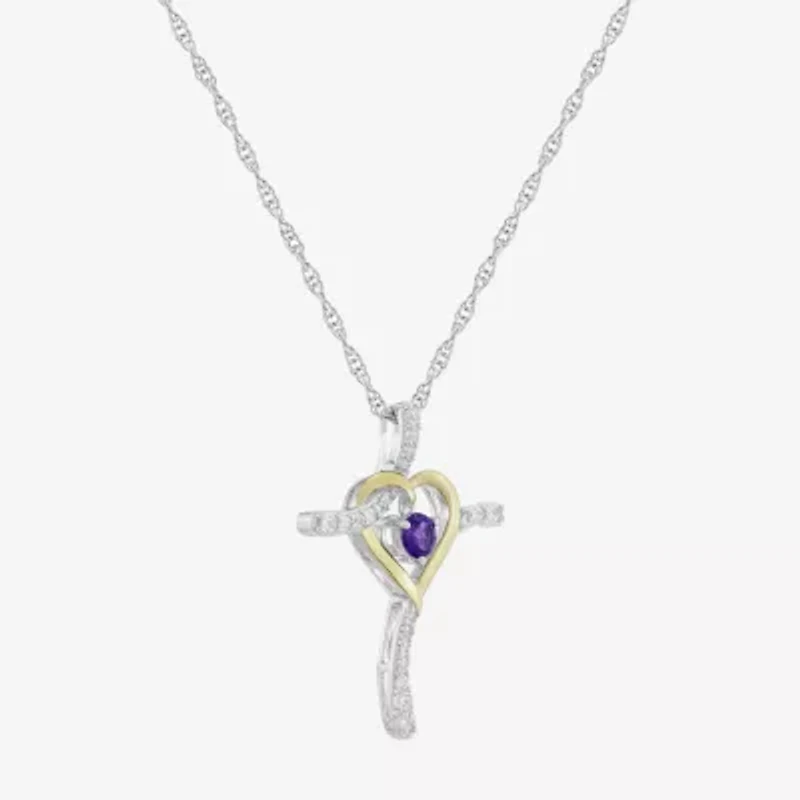 Religious Jewelry Limited Quantities! Womens Genuine Purple Amethyst 14K Gold Over Silver Sterling Silver Cross 20 Inch Pendant Necklace