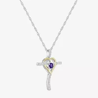 Religious Jewelry Limited Quantities! Womens Genuine Purple Amethyst 14K Gold Over Silver Sterling Silver Cross 20 Inch Pendant Necklace