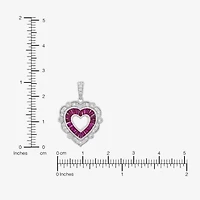 Limited Quantities! Womens Lab Created Red Ruby Sterling Silver Heart 18 Inch Pendant Necklace