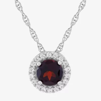 Limited Quantities! Womens Genuine Red Garnet Sterling Silver Round 18 Inch Pendant Necklace
