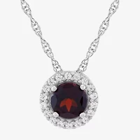 Limited Quantities! Womens Genuine Red Garnet Sterling Silver Round 18 Inch Pendant Necklace