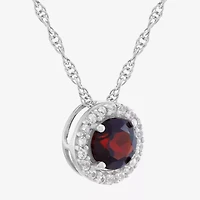 Limited Quantities! Womens Genuine Red Garnet Sterling Silver Round 18 Inch Pendant Necklace