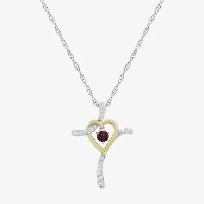 Religious Jewelry Limited Quantities! Womens Genuine Red Garnet 14K Gold Over Silver Sterling Silver Cross 20 Inch Pendant Necklace