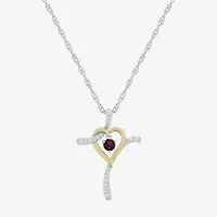 Religious Jewelry Limited Quantities! Womens Genuine Red Garnet 14K Gold Over Silver Sterling Silver Cross 20 Inch Pendant Necklace