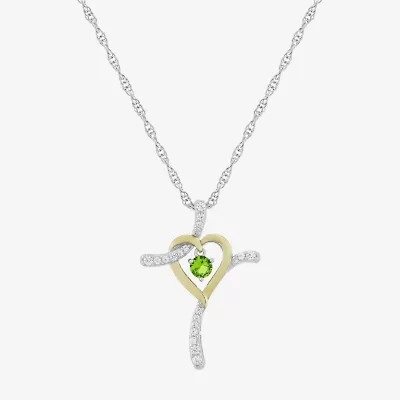 Religious Jewelry Limited Quantities! Womens Lab Created Green Peridot 14K Gold Over Silver Sterling Silver Cross 20 Inch Pendant Necklace