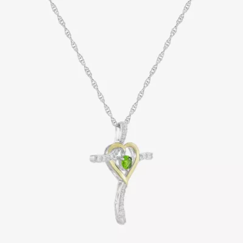Religious Jewelry Limited Quantities! Womens Lab Created Green Peridot 14K Gold Over Silver Sterling Silver Cross 20 Inch Pendant Necklace