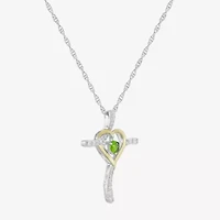 Religious Jewelry Limited Quantities! Womens Lab Created Green Peridot 14K Gold Over Silver Sterling Silver Cross 20 Inch Pendant Necklace
