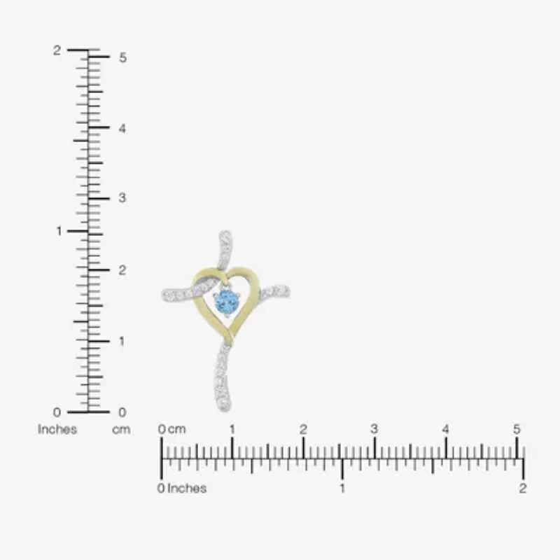 Religious Jewelry Limited Quantities! Womens Genuine Blue Topaz 14K Gold Over Silver Sterling Silver Cross 20 Inch Pendant Necklace
