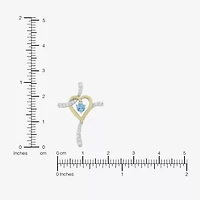 Religious Jewelry Limited Quantities! Womens Genuine Blue Topaz 14K Gold Over Silver Sterling Silver Cross 20 Inch Pendant Necklace