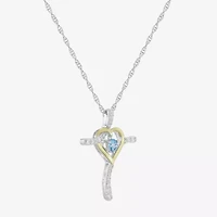 Religious Jewelry Limited Quantities! Womens Genuine Blue Topaz 14K Gold Over Silver Sterling Silver Cross 20 Inch Pendant Necklace