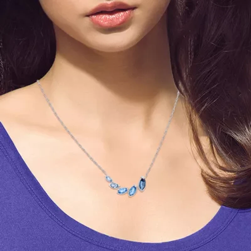 Limited Quantities! Womens Genuine Blue Topaz Sterling Silver 18 Inch Pendant Necklace