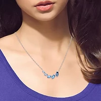 Limited Quantities! Womens Genuine Blue Topaz Sterling Silver 18 Inch Pendant Necklace