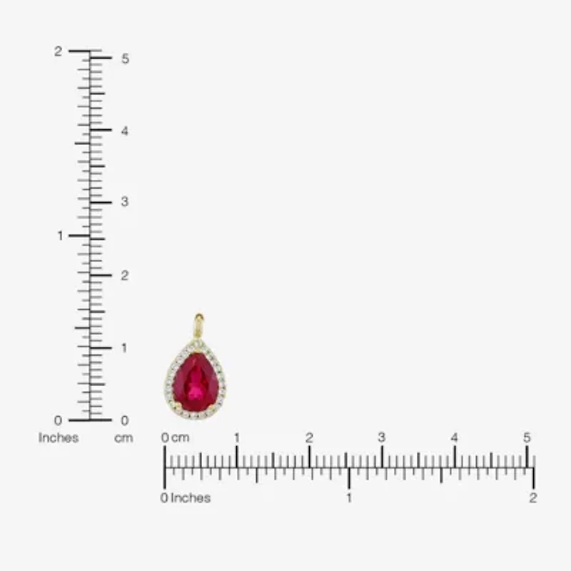 Limited Quantities! Womens Lab Created Red Ruby 14K Gold Over Silver 18 Inch Pendant Necklace