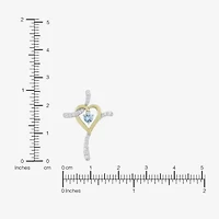 Religious Jewelry Limited Quantities! Womens Lab Created Blue Aquamarine 14K Gold Over Silver Sterling Silver Cross 20 Inch Pendant Necklace