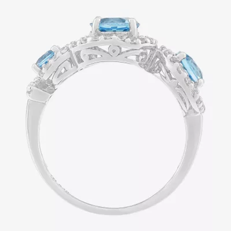 Limited Quantities! Womens Genuine Blue Topaz Sterling Silver Cocktail Ring
