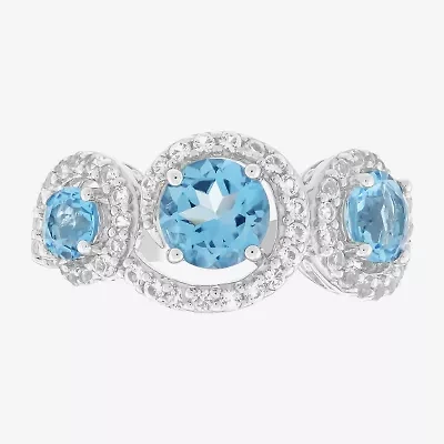 Limited Quantities! Womens Genuine Blue Topaz Sterling Silver Cocktail Ring